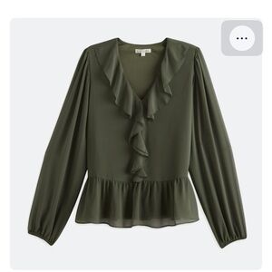 Nine Britton Zora Peplum Green Ruffle Blouse
